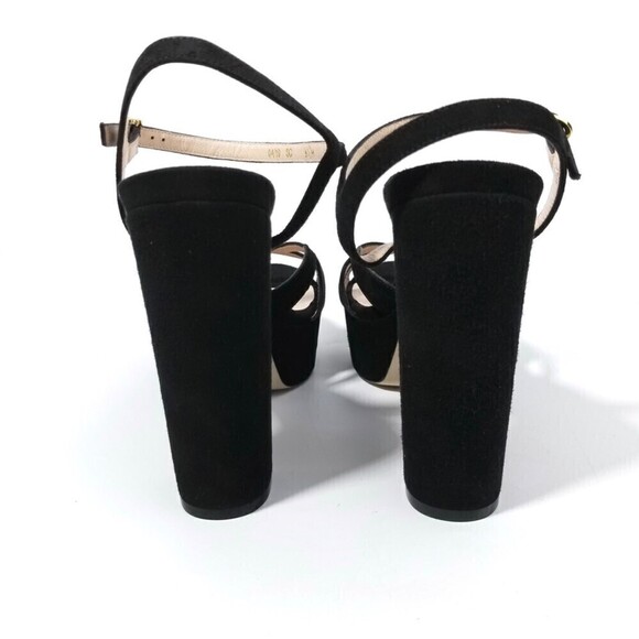 NWT Stuart Weitzman Misty 90s Platform Black Suede Strappy Chunky Block Heel 9.5 - Picture 11 of 13